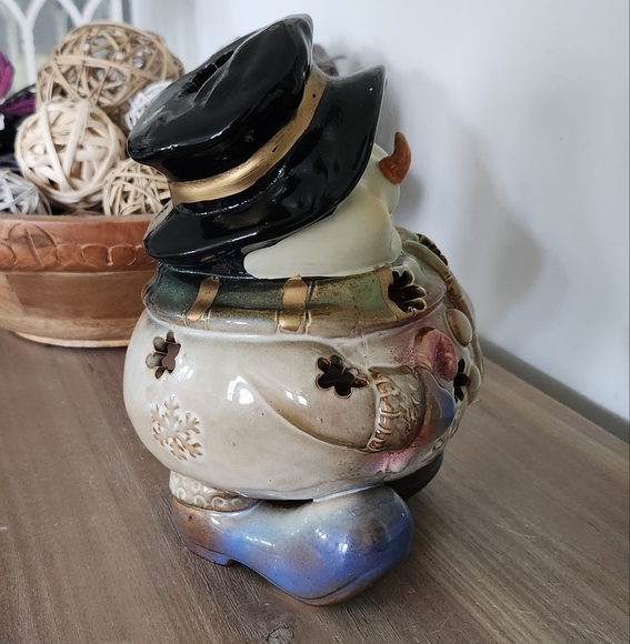 ⛄ Kirkland’s Bohemian Ceramic Snowman Votive Candle Holder, Christmas Decor - Picture 4 of 12